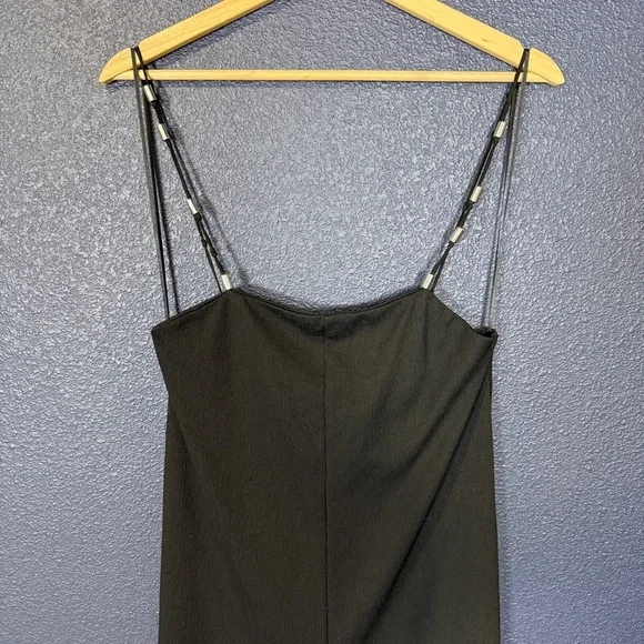 Zara Wide Leg Black Jumpsuit with Silver Beaded Straps | Size Small - Picture 3 of 7